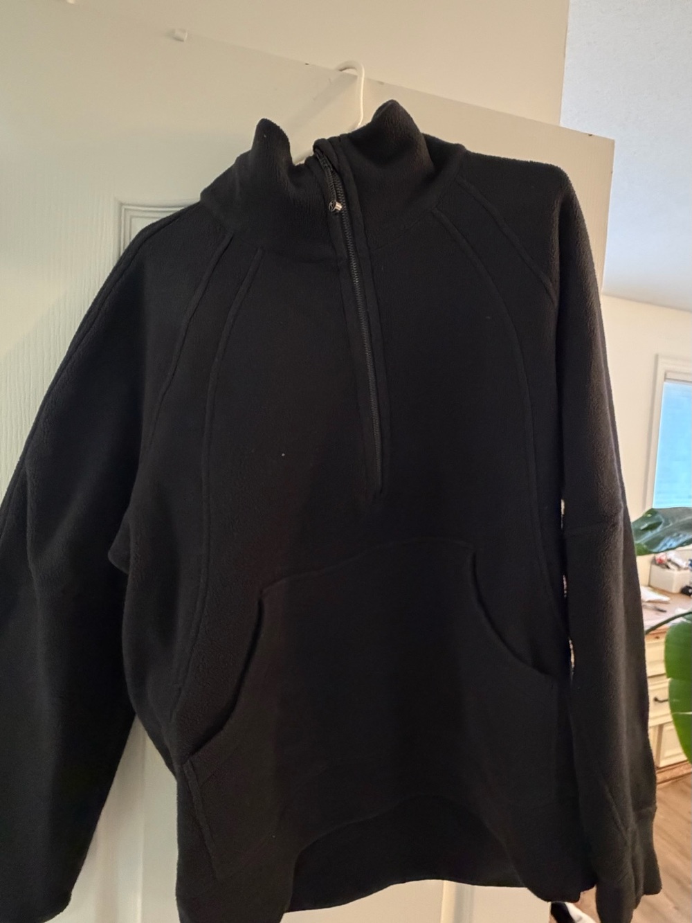 Women’s Black Half-Zip Fleece Pullover Sweater